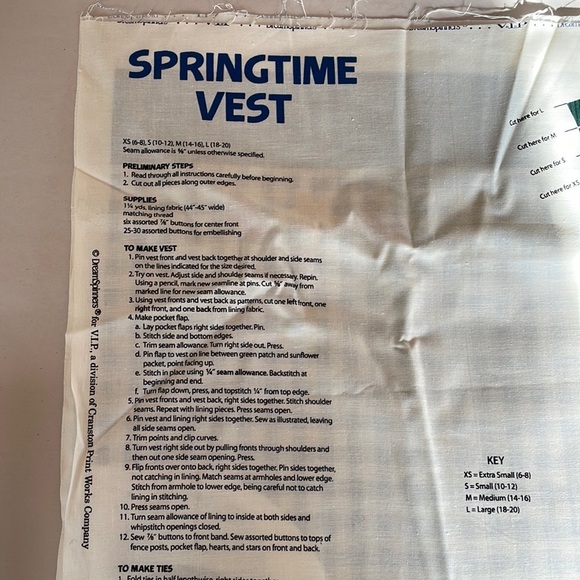 DreamSpinners Springtime Vest Material Sizes XS-L - Picture 4 of 4